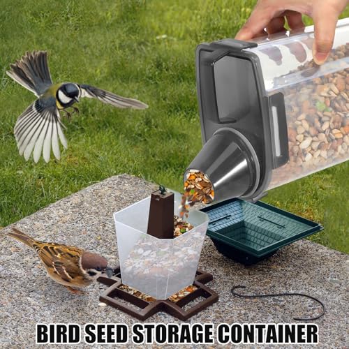 2 Pack 3 Lbs Pet Dog Cat Food Bird Seed Storage Containers for Travel -Grey | Airtight 5 Lbs Rice Dispenser Flour Container Keep Fresh Portable Cereal Oatmeal Holder Large Pour Spout Measuring Cup Handle - color: Grey-3L 2Pack