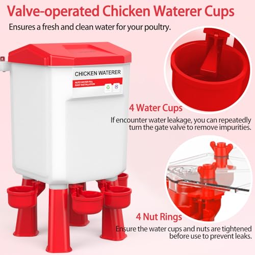 Chicken Feeder and Waterer Set, Chicken Coop Accessories with Hanging Chicken Feeder and Hanging Chicken Waterer Kit No Waste, 2 Gallon/18 Pounds, Red - color: Red, size: 8KG