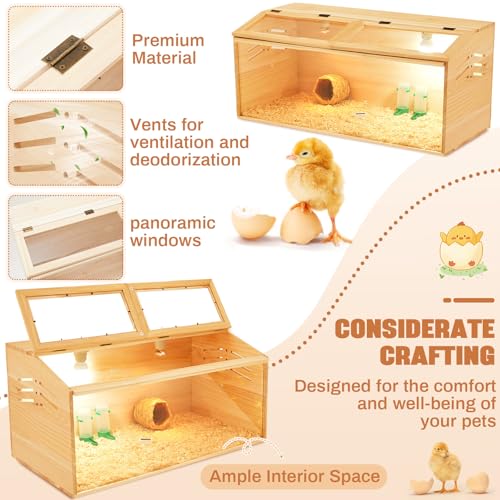 CroBlissful 32 x 16 x 16 in Brooder Box for Chicken Quails with Leg Stand Sliding Door, Bulb Set and Feeder, Indoor Chicks Coop Brooder Box Kit, for Ducks, Rabbit, Hamsters, Lizards, Mice, Rat - color: Wooden, size: 36.6"L x 17.7"W x 4.7"H, style: Table L