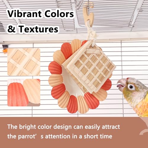 Parrot Chew Toys Set - Natural Wood & Loofah Toys with Plant-Based Dyes, 3 Pack Bird Chew Toys for Cockatiels, Conures & Small Parrots for Cage Enrichment (3 Pieces ofcolor Series) - color: 3 pieces ofcolor series
