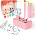 Paint Brush Cleaner Tool,Painting Running Water Circulation Art Supplies,with Brushes,Colors Paint,Watercolor Paper,Paint Station Creative Gift for Kids Girls Adult Artist Beginners - color: Pink