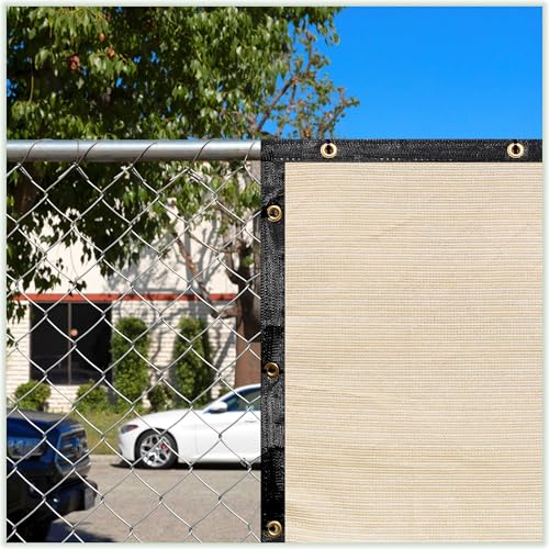 ColourTree 2' x 6' Beige Custom Size Shade Cloth with Grommets - 90% Sunblock, Durable Mesh Fabric Tarp for Dog Kennel Cover, Fence Privacy Screen, Greenhouse, Chicken Coop & Pet Playpen.