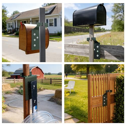 6 Pcs Green T-Post Bracket 3" | Post Mount Bracket for Signs, Fences, Mailboxes & Bird House Feeders - color: Green, size: 6 Pieces