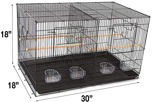 Seny Set of 3 Breeding Bird Carrier Cage with Central Dividor L30xW18xH18 on Stand (Black) - color: Black