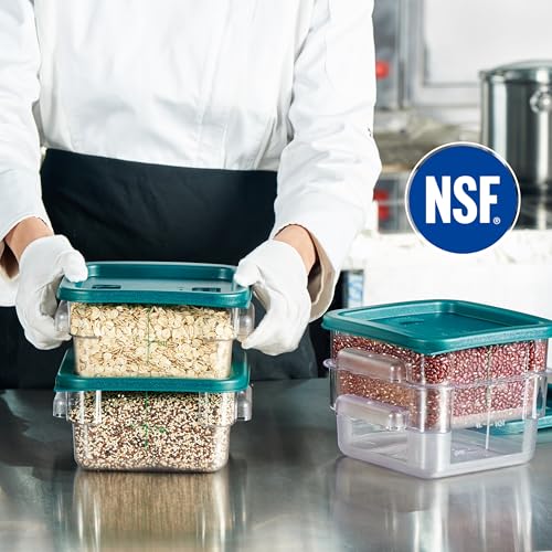 8-Pack 2 Qt NSF Clear Polycarbonate Food Storage Containers with Green Lids - Square, Commercial-Grade, Freezer & Dishwasher Safe, Stackable - color: 2.0 Qt 8-Pack(Green Lids)