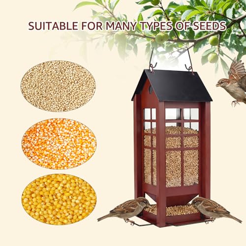 Rectangular Hanging Bird Feeder for Outdoor Use, Metal Bird Feeder with Multiple Feeding Ports, Seed Feeder for Wild Birds, Garden Yard Patio Bird Feeder