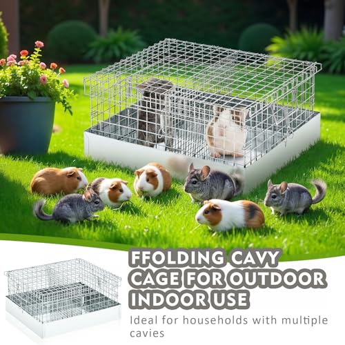 DoubleFill 2 Hole Cavy Transport Cage 16 x 14 x 8 Inch, Chinchilla Hamsters Chicks Rabbit Carrier for Travel Temporary Housing, Indoor Outdoor Pet Habitat Animal Enclosure