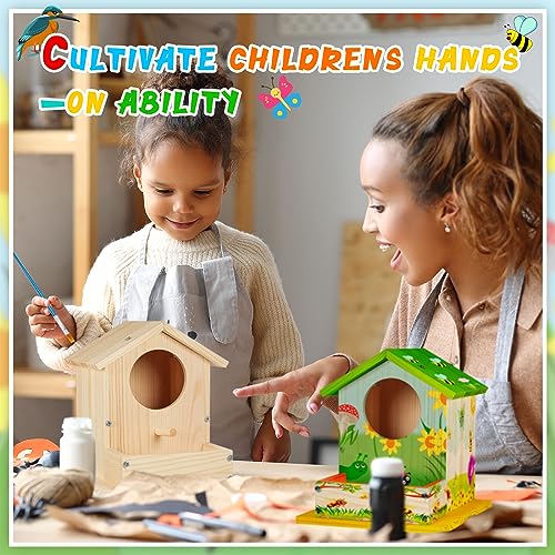 Liliful 2 Pack Birdhouse Kits for Kids, DIY Wooden Bird House Kit to Build and Paint, Birdhouse Painting Kit for Kids Ages 4-8 8-12, Arts and Crafts Activity, Classroom Gift for Boys Girls