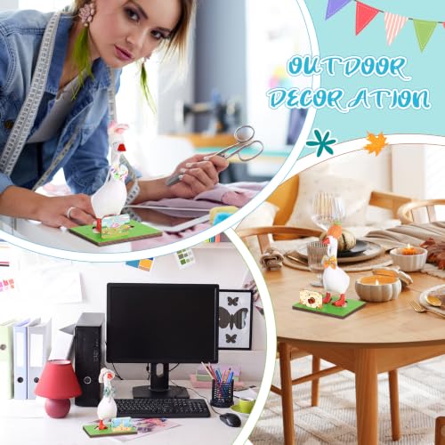 Relaxweex Magnetic Goose Key Holder Cute Resin Goose Statue with Mini Bow Tie Writable Interchangeable Signs Chalk for New Apartment Housewarming Gifts Office Table Desk Home Decor(Vivid Style) - style: Vivid Style