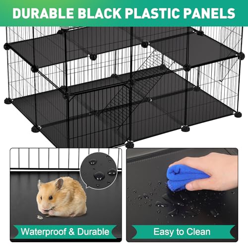 VISCOO 41 Panels Pet Playpen, 35.4" x 23.6" x 23.6" Small Animal Playpen | Rabbit Cage for Guinea Pigs,Bunny,Hedgehogs, with 2 Doors, Puppy Play Pen Indoor Outdoor, Two-Story C&C Cage - color: 35.4" L x 23.6" W x 23.6" H, style: 41 Metal Panels