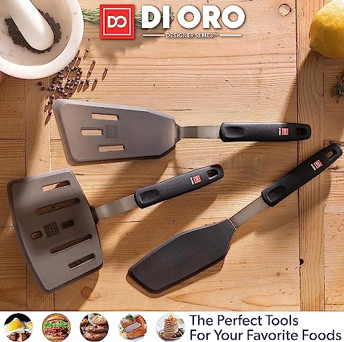 DI ORO Silicone Turner Spatula Set - 600F Heat Resistant, 6-Pc Black | Flexible flippers for eggs, pancakes, and crepes; Won't scratch nonstick pots and pans; BPA-free and dishwasher safe - size: Ultimate Set
