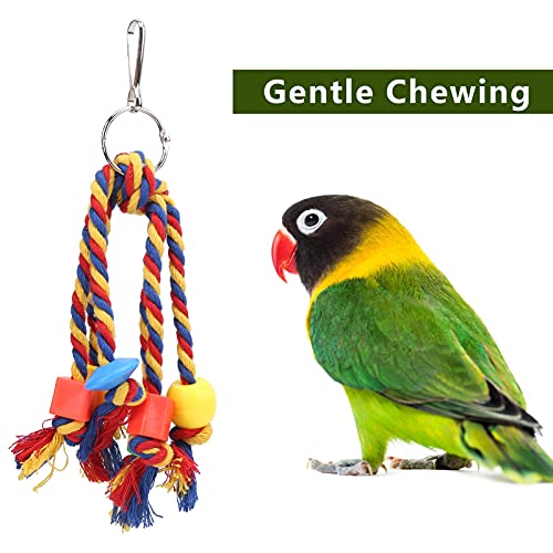 Zerodis 3Pcs Bird Chewing Toys Parakeet Chewing Colorful Cotton Rope Toys Parrots Toys Beads Bite String for Small Medium Parrots