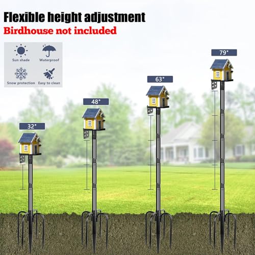 Gtongoko Smart Bird Feeder Pole 1-Inch Dia 2 Pack 79 Inch Bluebird House Pole for Outdoors Weather Station Heavy Duty Metal Mounting Kit Adjustable Bird Feeder Stand Black - color: 79 Inch 2PC