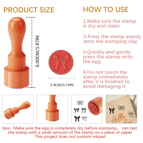 AHANDMAKER 5 Styles Bow Patterns Wooden Rubber Stamp Small Mini Stamp Ribbon Bow Rubber Stamp for DIY Making Scrapbooking Card Stamping Pottery Clay Crafting - style: Bowknot