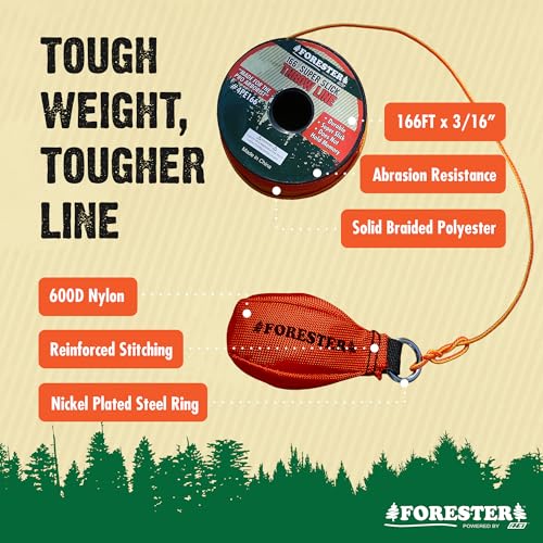FORESTER Arborist Throw Line Kit | Throw Weight & 166ft Rope | Ultra Slick 100% Polyester Rope | Arborist Equipment for Tree Climbing - style: 11oz Throw Weight