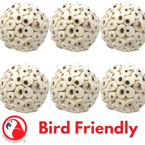 Bonka Bird Toys Mini Sola Atta Balls Foot Talon Craft Part Parrot Cage Toy Cockatiel, Conure, Caiques, and Similar Breeds (3891 Pack 6) - size: 1.5 inches