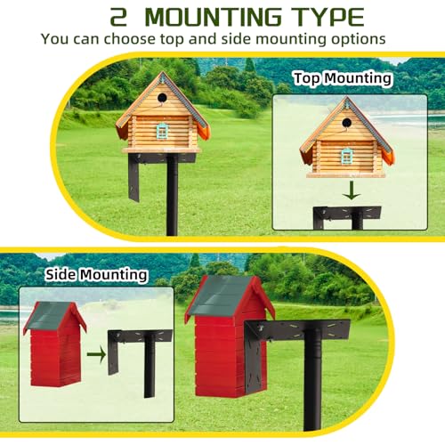 Bird Feeder Pole - 92 Inch Heavy Duty Birdhouse Stand with Squirrel Proof Baffle for Outdoor, Adjustable Bird Feeding Station with Multi Shepherds Hooks Mental Trays for Garden Attracting Wild Birds - color: Black