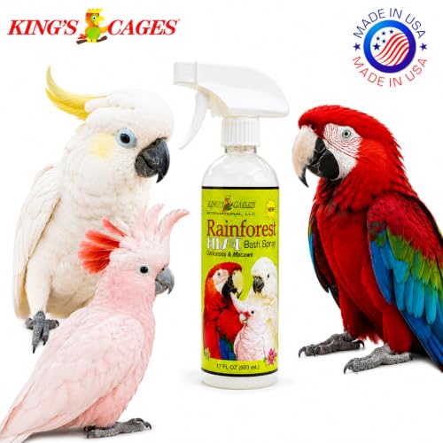 King's Cages Rainforest Mist White Spray 17oz. Feather Conditioning Bath Mist Vanilla Scent for Cockatoos and Macaws Parrots - size: Pack of 1