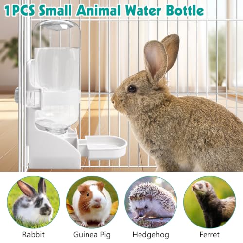 kathson Rabbit Water Bottle, 17oz Hanging Water Fountain Automatic Dispenser No Leak WaterFeeder for Bunny Chinchilla Guinea Pig Hedgehog Ferret - size: 1PCS Water Dispenser, White