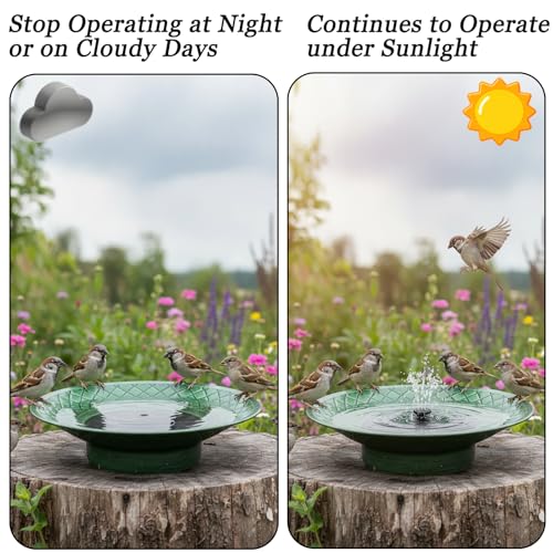 12.6" Bird Bath for Outside, Solar Bird Bath Fountains, Bird Bath Bowl Outdoor, Solar Powered Bird Baths for Garden Patio Decor (Green) - color: Green