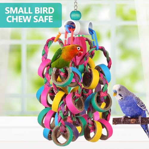 lovyoCoCo Bird Toys Conure Toys,Bird Parrot Foraging Shredder 24 Pcs Colorful Bagel Chewy Rings for Small Parrots Parakeets Conures Cockatiels Love Bird Cage Accessies (W) - color: W