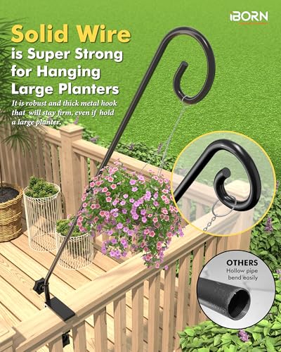 iBorn Deck Hook for Bird Feeder, Hummingbird Feeder Hanger for Deck Railing, Heavy Duty Deck Hanger for Outdoors Hanging, 360° Rotatable Arm, Solid Wire, 28 Inch, Pack of 1 - style: 28" C Clamp for Deck,1 Pack