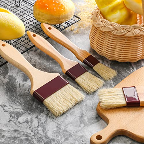Boao 4 Pcs Pastry Brush, Natural Bristle Basting Brush for Cooking and Baking, BBQ Brushes for Butter, Baster, Oil, Egg, Sauce, Turkey, Grilling, Marinade and Kitchen Food(1, 1.5, 2, 3 Inch) - size: 1, 1.5, 2, 3 Inch