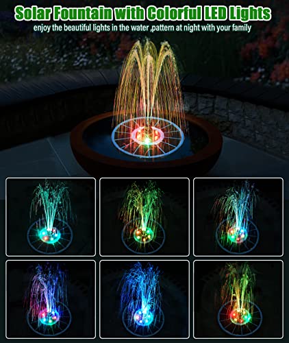 SZMP Solar Fountain Pump Upgraded 100% Glass Panel, 3.5W Solar Powered Fountain Built-in 2000 Battery with 7 Nozzle & 4 Fixer, Solar Fountain for Bird Bath, Pond, Fish Tank, Outdoor