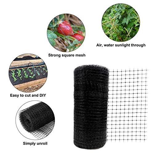KLEWEE Bird Netting, 13 x 50 FT Heavy Duty Garden Netting | Deer Netting Fence for Plants Vegetables Fruit Trees, from Birds Deer Squirrel Animals, UV Resistant, 10 Stakes & 50 Zip Ties - size: 13 x 50 FT