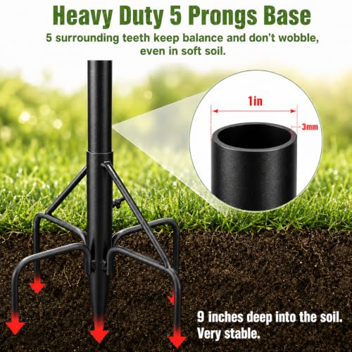 Bird Feeder Pole, 76Inch Heavy Duty Stand with 1-Inch Diameter, Outdoor Bird House Pole Mount for Hanging Feeders (Black, 76in-kit)