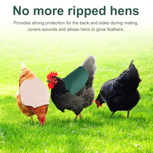 Gosknor 3pcs Chicken Saddle for Hens, Comfortable Hen Aprons Chicken Back & Side Protector Outdoor Poultry Feather Protector Accessories (Green, Black, Khaki)