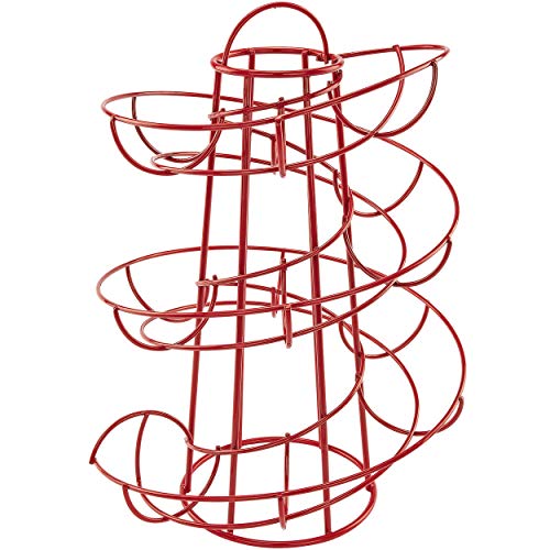 Egg Skelter Deluxe – Modern Spiraling Dispenser Rack, Red, Stylish Kitchen Storage for Eggs - color: Red
