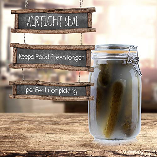 Glass Jar with Airtight Lid 50 oz | Food Storage Jar, Wide Mouth, Leak Proof Kitchen Canister - size: 50 oz