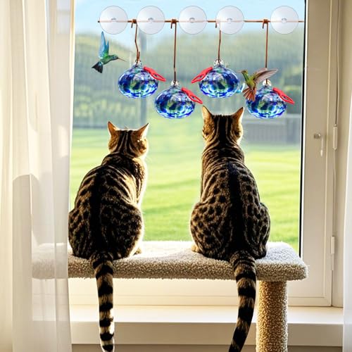 Pozfun Set of 3 Hummingbird Feeders for Outdoors Hanging,Hand-Blown Glass Hummingbird Feeder with Silicone Feeding Perch,Never Leak,Gardening Gifts for Woman Man - color: Dark Blue