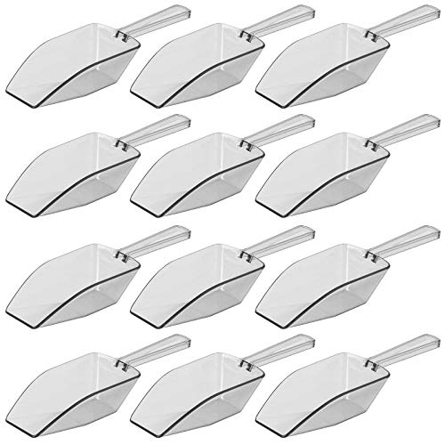 Clear Mini Plastic Acrylic Scoops 12 Pcs | 5.5” Kitchen Scoop | Wedding Desserts | Candy Buffet, Ice Cream, Protein Powders, Coffee, Tea, Flour (12 Pack, 5.5") - color: 12 (Small Size)