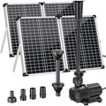 Antfraer 100W Solar Pond Pump, Solar Water Pump with 1600GPH Adjustable Flow & Dry-Run Protection, Solar Water Fountain Pump & Dual Solar Panels for Outdoor Pond Garden Waterfall Water Features - size: 100W