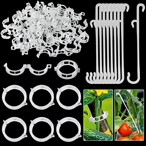 250 Pcs Tomato Clips and Hooks, Plant Support Clips for Tomatoes Grape Grow | for Plants Grow Upright or Prevent Falling Off, Makes Plants Healthier, J Tomato Hooks Trellis Vine Cages Clip