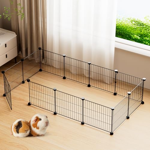 BUCATSTATE 12 Panels Guinea Pig Playpen, Rabbit Playpen Indoor, 56" L x 24" W x 12" H Small Animal Playpen with Door for Guinea Pigs, Bunny, Hedgehogs, Chinchillas - style: 12 Panels-56"x24"x12" (LxWxH)