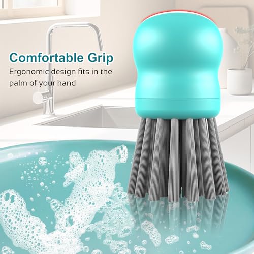 Mini Dish Brush for Cleaning Chicken Shredder, Long Bristles, 1Pack | Palm Brush Dish Scrubber with Ergonomic Grip, Long-lasting Nylon Bristles, Kitchen Brush for Washing Dishes, Pans, Pots, Sink - color: Mint Green