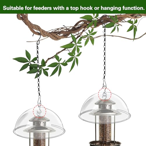 2 Set 11.8'' Bird Feeder Rain Guard, Clear Acrylic Squirrel Baffle Dome | Hanging Round Hummingbird Feeder Protective Cover Weather & Predator Shield for Outdoor Garden Yard Use