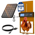 Okkobi Automatic Chicken Coop Door Solar Powered - Poultry Coop Door with Remote Control, Timer & Light Sensor - LCD Display - Anti-Pinch Function - 5-Year Protection - Brown | Weatherproof aluminium with anti-pinch protection, timer function and battery