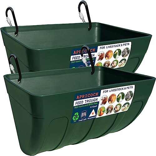 Chicken Feeder Waterer, Goat Feeder - 2 Pack, 5.5 Quart, for Goats Chickens Duck Sheeple Dogs Piglets Deers Gooses, Turkeys, Goat Supplies(Appearance Patent Product) - color: Green
