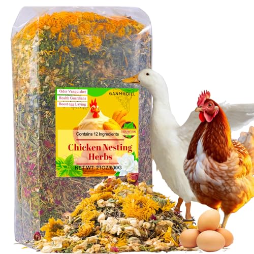 21oz Chicken Nesting Herbs for Chicken Coop - Nesting Box Herbs with 12 Dried Floral Herbs for Chickens, Coop Refresher for Chickens & All-Season Bedding for Backyard Laying Hens, Chicks