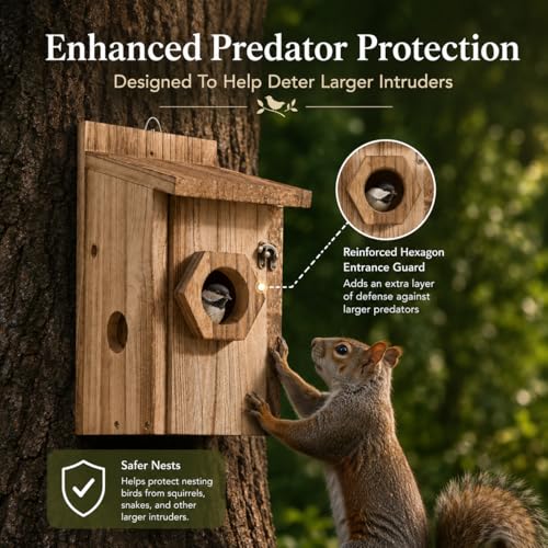 Bird House for Outside Hanging, Wooden Bluebird House with 3 Entrance Hole Sizes, Easy Clean Outdoor Birdhouse for Bluebirds Wrens Chickadees Finch Swallow, Ventilated Cedar Nesting Box - style: 1 Pack