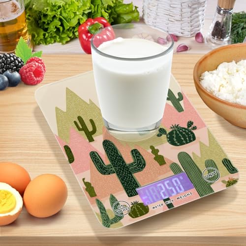 Food Scale Kitchen Scale Food Weight Scales Digital Weight Grams and Ounces Small Electronic Food Scale for Baking Cooking Boho Cacti Mountains Sun - color: Boho Cacti Mountains Sun