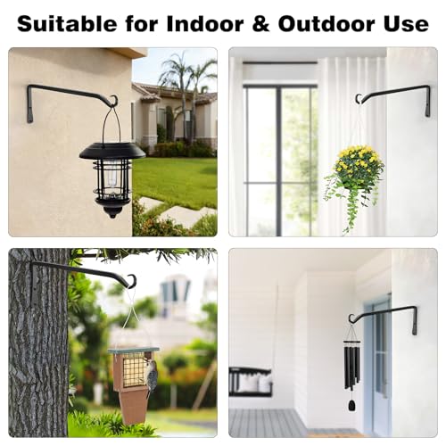 Gtongoko 12" Heavy Duty Outdoor Plant Hanger Wall Bracket, 2 Pack | 48lb Capacity,Rust-Resistant Finish,Easy Installation,Fit Hanging Baskets,Ideal for Bird Feeders & Lanterns - size: 12 Inch, style: L-shape