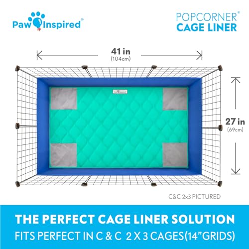Paw Inspired PopCorner Washable Fleece Cage Liners, C&C 2x3, Green | Reinforced Corners, Super Absorbent Mat, Bedding, Waterproof Bottom, Guinea Pigs, Ferrets, Rabbits, Hamsters, Small Animals - color: Green, size: C&C 2X3