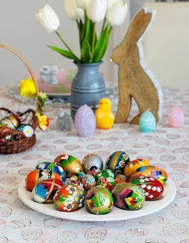 Pisanki Easter Eggs Set of 12 Medium, Polish Easter Decor and Rustic Easter Eggs for Spring Tabletop Display and Festive Home Decor Handcrafted in Poland - size: Set of 12 Medium