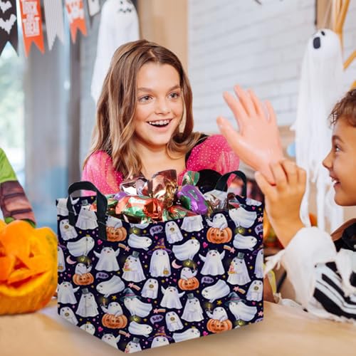 Rectangular Halloween Basket,Trick or Treat Basket for Boys and Girls,Waterproof collapsible storage box,Halloween Decor,Gift box(Purple Halloween) - color: Purple Halloweens