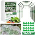 GonLei 10x 50FT Garden Mesh Netting Kit Raised Beds (6 Pcs Garden Hoops & 18 Clips) Garden Hoops Plant Netting Protection Row Covers Berry Bush Truit Trees Vegetables Grass Seed Barrier Net
